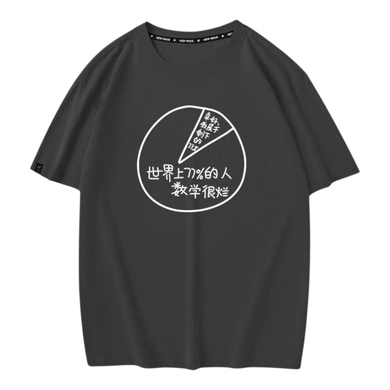 大部分的人数学很烂搞笑文字理科学生日常短袖T恤学院风定制衣服