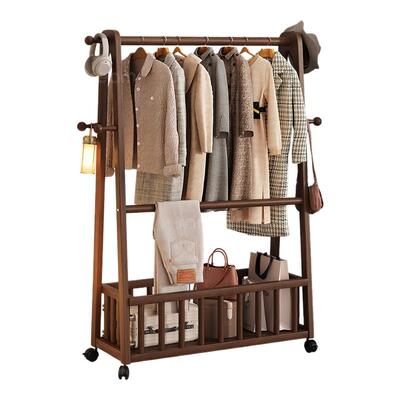 实木落地可移动衣帽架卧室客厅