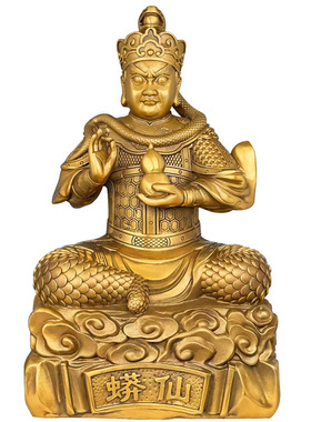 彩绘客厅中式工艺品摆件黄铜蟒蛇