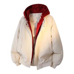 回力连帽假两件棉服男士秋冬季2025新款加厚保暖休闲棉衣防水外套