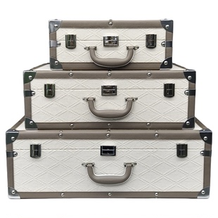 现代简约皮质手提箱样板房衣帽间收纳盒软装家居饰品摆件装饰道具