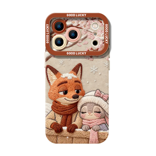 刺绣朱迪尼克适用opporeno15pro手机壳findx9情侣x8s+疯狂x7动物城x6ULTR女13/12针织poop狐11秋冬10好看0pp0