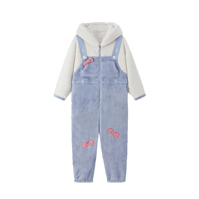 可爱卡通珊瑚绒睡衣女