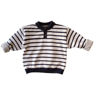 德绒毛衣男童新款儿童秋冬装上衣加绒洋气男宝宝阳离子毛线衣加厚