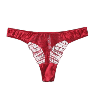 碧缇卡桑蚕丝性感低腰无痕丁字裤女 秋冬法式透明蕾丝女式内裤