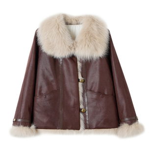 2024新款冬装麂皮绒皮草狐狸毛外套女加厚保暖羽绒服皮毛一体显瘦