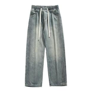 回力美式高街牛仔裤男士春秋季2026新款宽松直筒男生阔腿休闲裤子