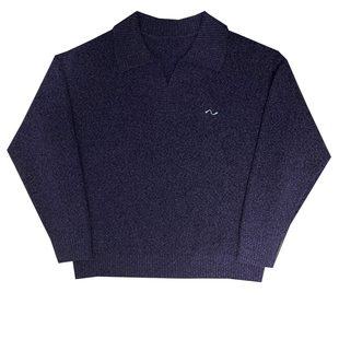 DUSHU独述春季慵懒风美式休闲POLO领宽松版外穿男女情侣毛衣