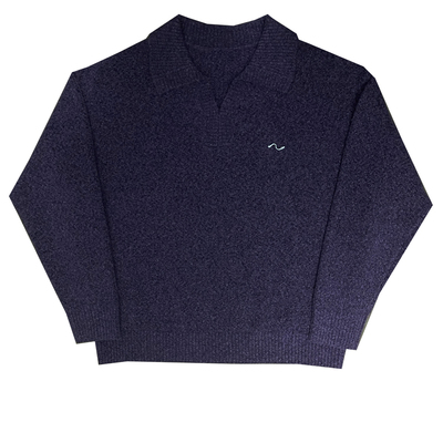 DUSHU独述春季慵懒风美式休闲POLO领宽松版外穿男女情侣毛衣