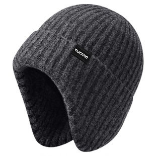 啄木鸟帽子男2025冬季新款保暖护耳羊毛混纺毛线帽加绒加厚针织帽