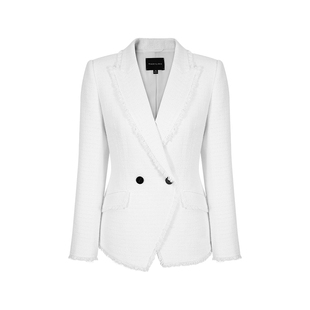 MARYLING玛俪琳初春新品白色粗花呢西装外套A1EAW14100