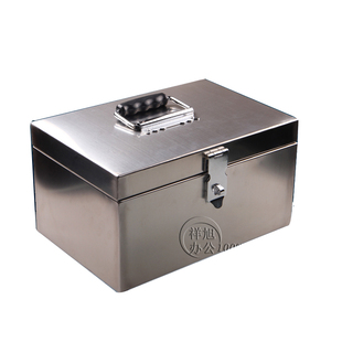 拉丝不锈钢钱箱贴士箱盒子手提式工具收纳存钱储物多用途箱子定做