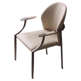 意式轻奢高级感餐椅家用舒服久坐靠背椅子茶桌专用主人茶椅扶手椅