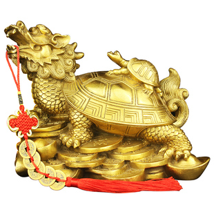 黄铜母子龙龟摆件八卦龟家居装饰工艺品母子龟摆件纯九子龟镇宅