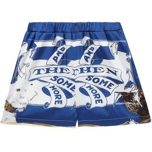 IT MSGM女装松紧腰短裤新款时尚靓丽满幅印花直筒休闲裤04667AL