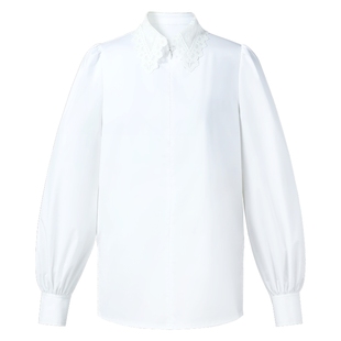 歌莉娅春季新品拼接花边领可调节隐拉衬衫1F2C3E050