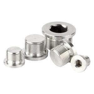 304不锈钢内六角法兰堵头G1G2闷头带边管堵丝堵油塞M10M12M16-M60