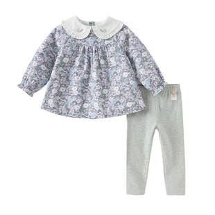 戴维贝拉儿童长裤套装2026春装新款女童碎花上衣打底裤洋气宝宝