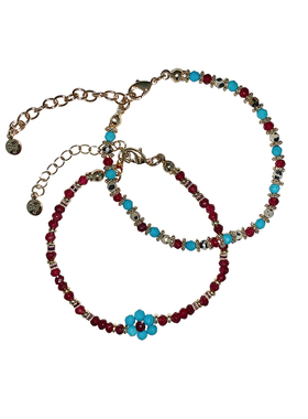 waki石榴冰茶小花串珠手链