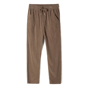 男士卡其色灯芯绒裤子男款秋冬男裤阔腿裤男冬季加厚直筒裤加绒裤