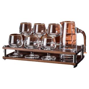 高端白酒杯套装中式家用二两水晶玻璃烈酒杯小酒盅轻奢分酒器酒具