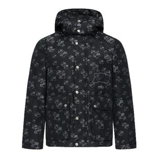 PP轻奢潮牌pleikpholppe冬季时尚潮流高端满印立领带帽羽绒服男