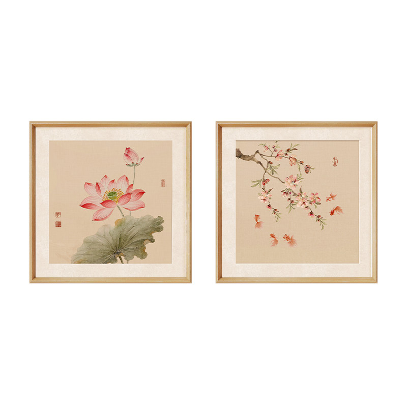 新中式荷花图客厅装饰画