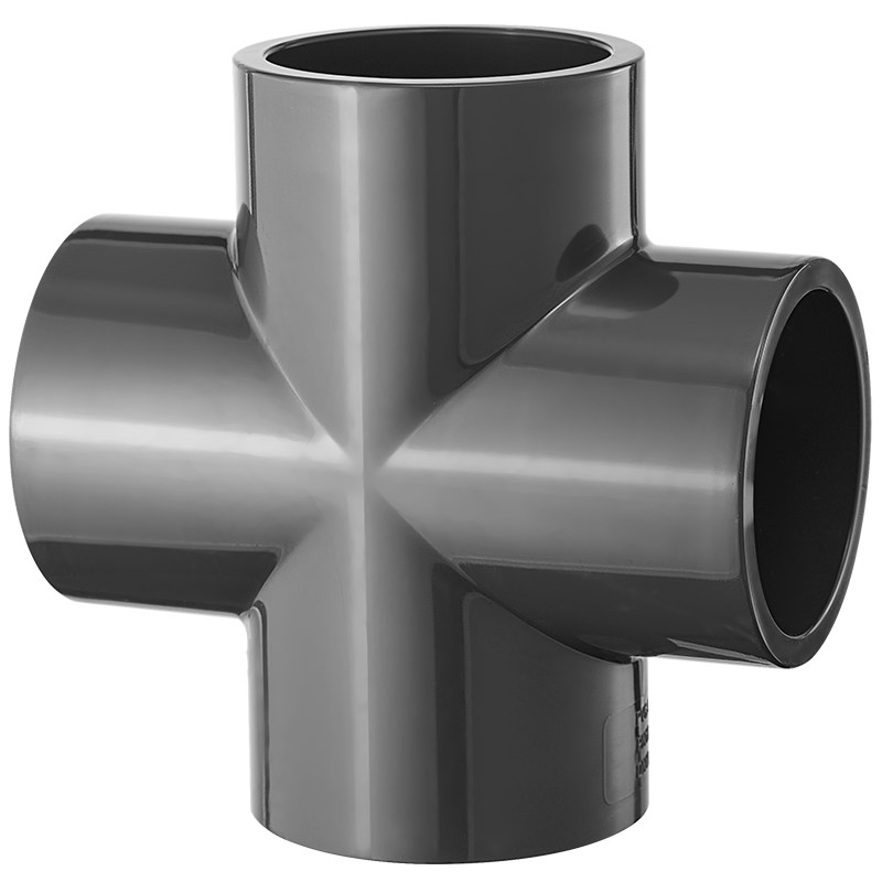 戎生UPVC等径正四通化工工业PVC管给排水下水管件内插接头配件4分