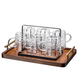 玻璃水杯套装家用耐高温待客厅带把高硼硅泡茶高颜值喝酒果汁杯子