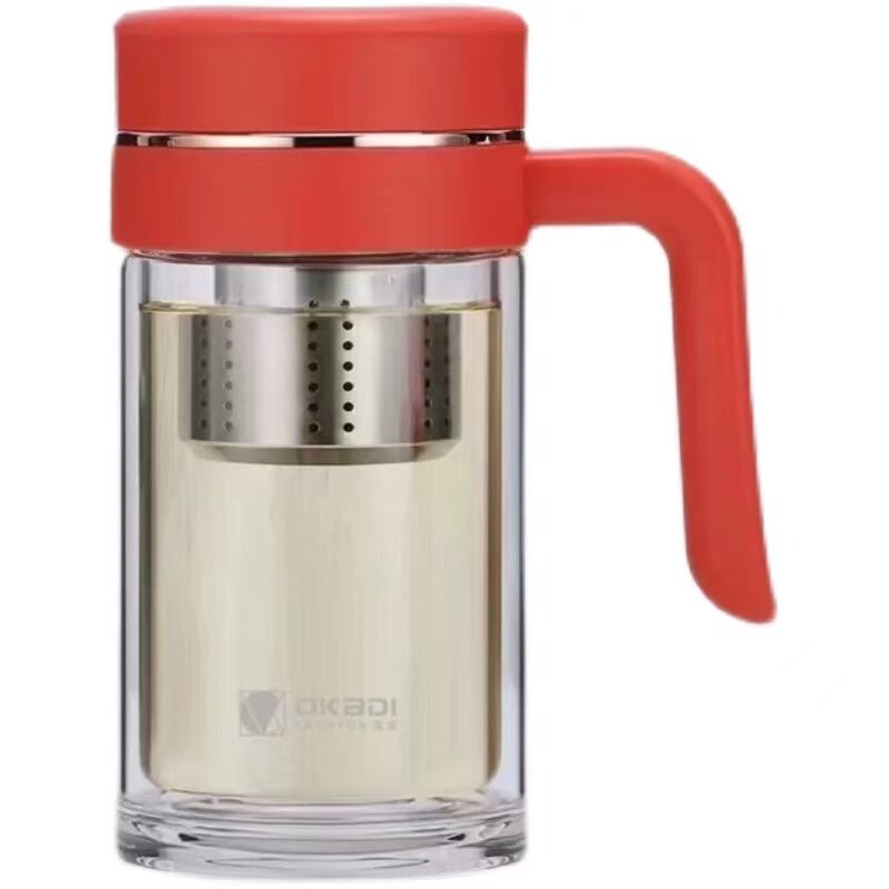 匡迪带把手手柄加厚双层玻璃杯