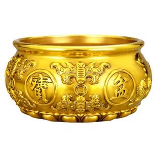 聚宝盆摆件招财聚财生财纯铜黄铜米缸存钱罐桌面礼品装饰定制