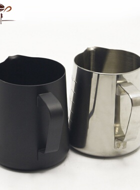 斯啡带刻度拉花花加厚杯泡304600ml不锈钢缸奶器具咖啡花式拉杯