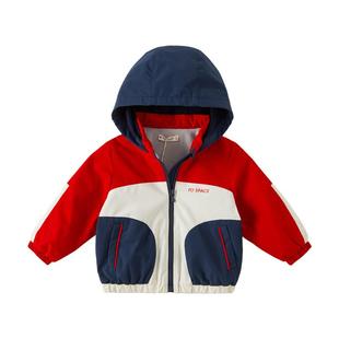 戴维贝拉男童棉袄外套冬装棉衣儿童外出防风衣男宝帅气红色拜年服