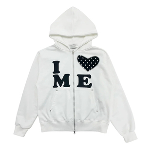 eihey诶嘿秋季爱心波点i love ME可爱连帽拉链休闲卫衣帽衫外套女
