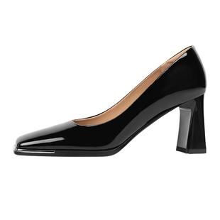 吴大叔红云鞋2025气垫缓震高跟鞋女百搭通勤粗跟女鞋秋冬羊皮单鞋