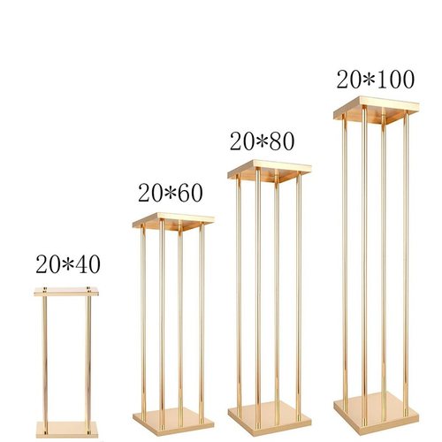 婚庆铁艺架子金色方盒引几何T台花架装饰路道具现场婚礼架方框