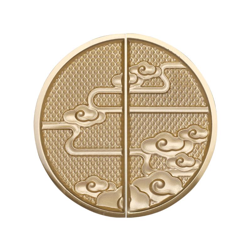 新中式圆形实心黄铜对开门拉手祥云龙凤轻奢衣橱柜门家具圆盘把手