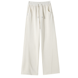 高端羊羔绒阔腿裤女冬天加厚大码卫裤女士白色直筒裤冬季加绒裤子