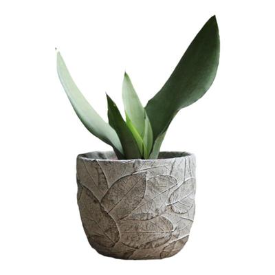 泥器 ins北欧风创意个性浮雕树叶水泥花盆栽多肉绿植透气桌面阳台