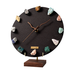 地心引力天然手工diy矿石时钟高端钟表摆件挂件客厅展厅装饰品
