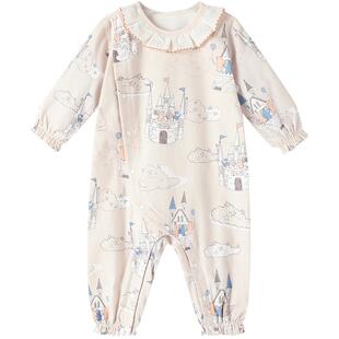 Keper新生婴儿衣服连体衣长袖磨毛匹马棉睡衣春季纯棉宝宝哈衣