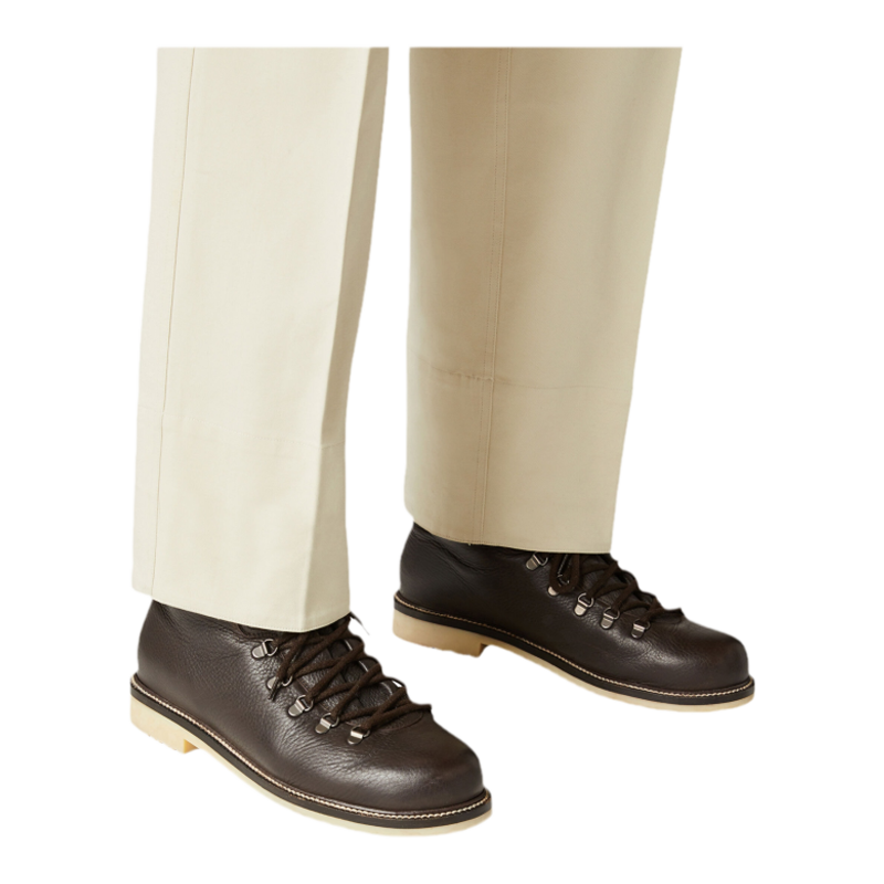 Loro Piana/诺悠翩雅男鞋黑色柔软鹿皮系带休闲踝靴短靴