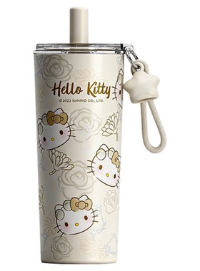 三丽鸥helloKitty联名吸管保温咖啡杯哈喽kt高颜值水杯随身杯子女