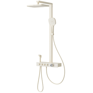 箭牌卫浴奶白数显淋浴花洒套装家用置物增压淋雨器浴室卫生间花晒