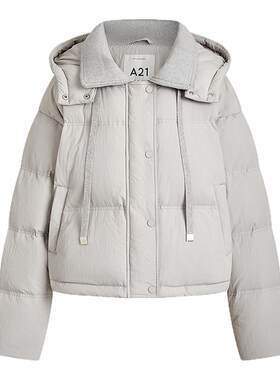 A21宽松可拆帽落肩厚短羽绒服