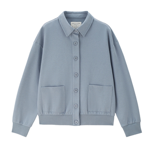 佐丹奴衬衫外套女小个子秋冬新款双面布双口袋翻领夹克女05375467