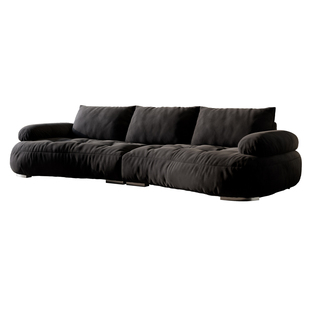 广巢 枫云沙发意式极简弧形布艺沙发异形创意客厅侘寂风磨砂布B