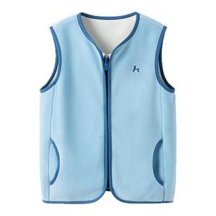 森马儿童马甲秋装时尚撞色绣花毛绒外套冬季内搭男童女童保暖上衣