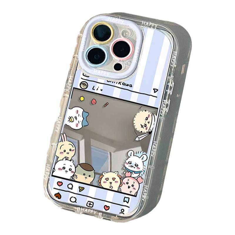镜面手机壳chiikawa乌萨奇适用iPhone17promax苹果16小米15带镜子14红米k80华为mate70女新