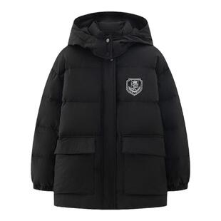 东京岁时记JK羽绒服中长款学院风连帽黑色女小个子保暖外套藤野高